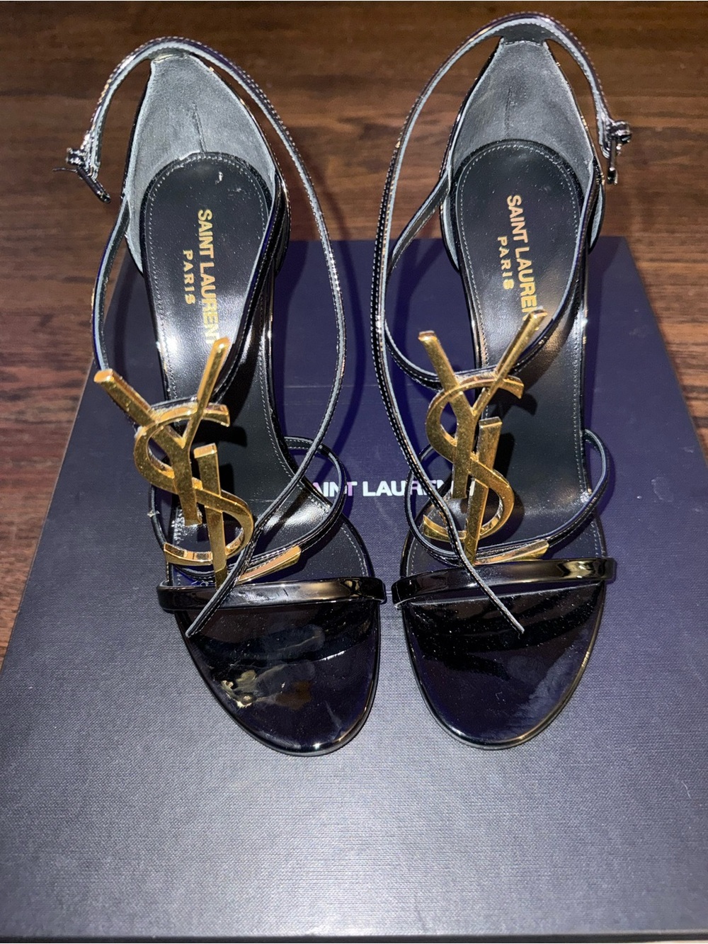 Saint Laurent YSL Cassandra Black Patent Leather Heels 39.5